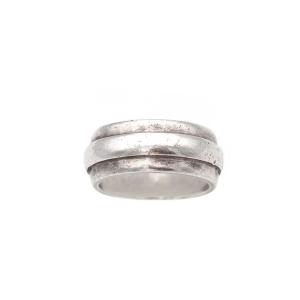 Jean Despres Modernist Silver Band Ring, Silver Hammered, Signed Jean Després