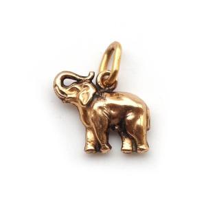 Elephant Lucky Charm Pendant In 10 Karat Gold, Edwardian Charm Pendant