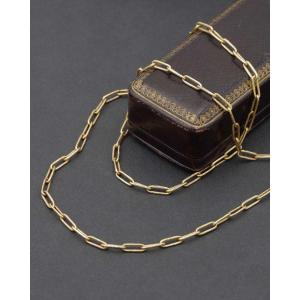 Long Paperclip Chain 18 Karat Gold, Vintage Long Chain Necklace, Paperclip