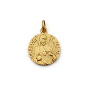 Vintage French Religious Mount Carmel Jesus 18k Gold Medal
