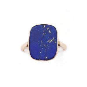 Lapis Lazuli Ring In 18 Karat Gold, Signet Ring, Men's Ring