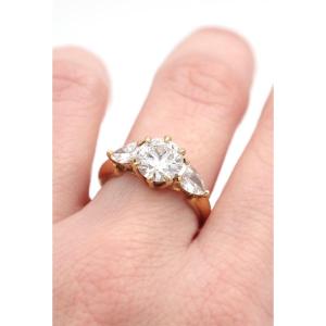 Diamond Ring 2.40 Cts In 18k Gold, Engagement Ring