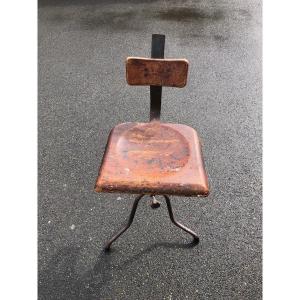 Chaise Industrielle D Atelier 1930 Bois Et Métal 