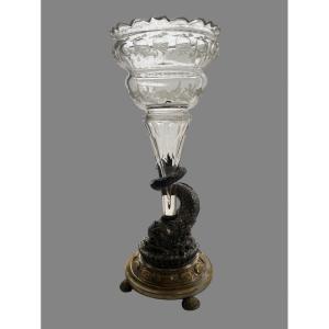 Vase Cornet En Cristal XIX Eme 