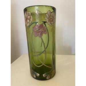 Legras Art Nouveau Enamelled Glass Vase
