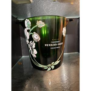 Advertising Champagne Bucket In Enameled Glass. Perrier Jouët Champagne