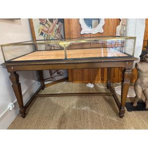 19th Century Brass And Wood Display Case 