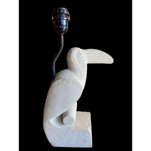 1970 Travertine Lamp Representing A Toucan