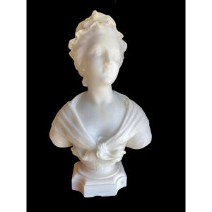 Sculpture en marbre de carrare signée f.vax sujet jeune fille