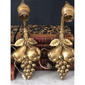 Pair Of Small Gilt Bronze Sconces Late 19th Early 20th