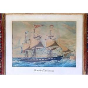 Watercolor, Portrait Of A Boat, Louis Gamain