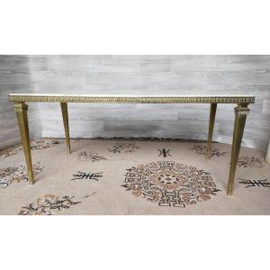 Brass And Marble Frame Coffee Table (jansen Charles Rings)