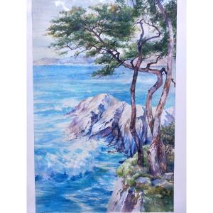 Ernest Lessieux 1848/1925 Villefranche Sur Mer Harbor Of Menton