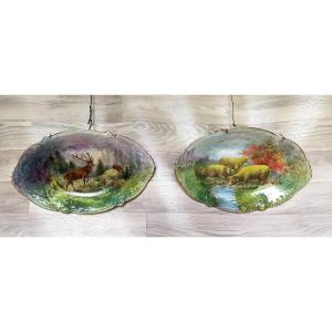Two Large Vierzon Porcelain Dishes (limoges, Pouyat....)