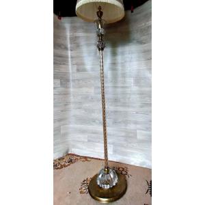 Floor Lamp In Crystal From Saint Louis And Brass (lamp. Luster)