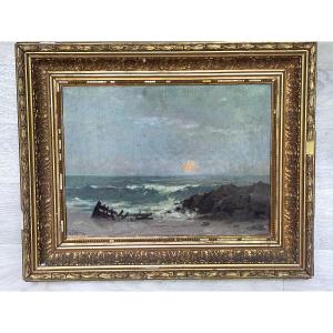 Marine Oil On Panel Signed Dufresne