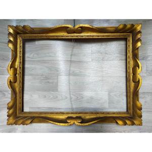 Carved And Gilded Wooden Frame 15m For Painting 46 Cm X 65 Cm