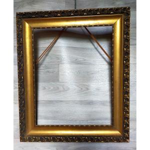 19th Century Frame In Golden Stucco For Painting 50.7 Cm X 40.9 Cm Napoleon III