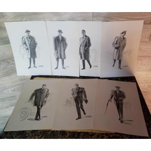 M Norsac Seven Fashion Drawings 1956/57
