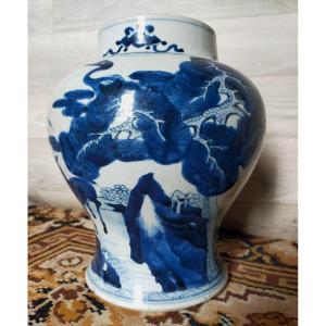Large Kangxi Vase, (1662-1722) Blue And White