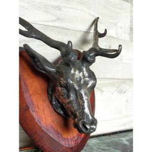 Deer Head In Silver Bronze Hunting 