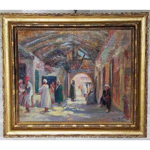 Gaston Jules Louis Durel (1879-1954) The Market In Marrakech Morocco 