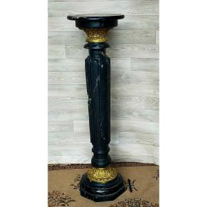 Large Marble And Gilt Bronze Column (selllette)