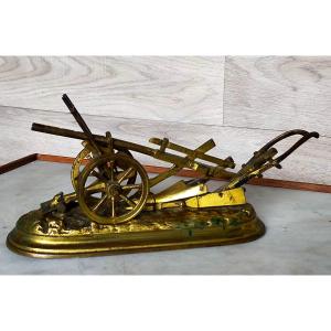 19th Century Gilt Bronze Plow