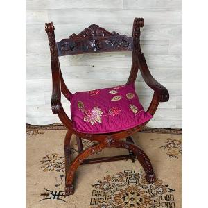 Dagobert Curule Walnut Armchair
