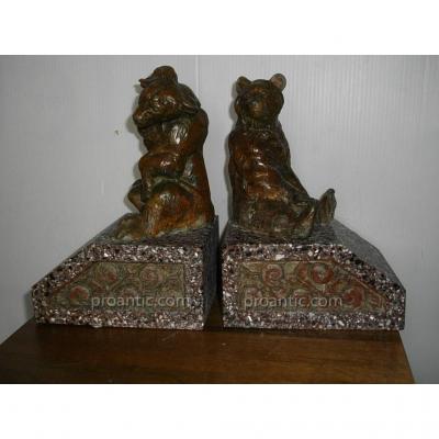 Pair Of Art Deco Serre Books For Bears