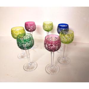 Seven Saint Louis Crystal Wine Glasses 