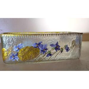 Legras Montjoye Enameled Cup Decorated With Violets (daum Gallé School Of Nancy)