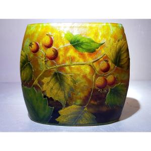 Daum Vase With Hazelnut Decor (nancy Gallé Majorelle ..)