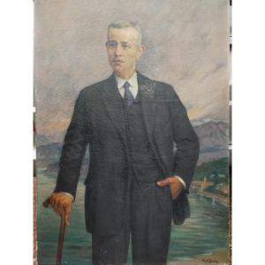 Large Portrait Of A Man In A Suit Signed Balande Balasde?