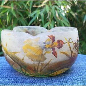 Daum Nancy Glass Paste Floral Decorated Bowl