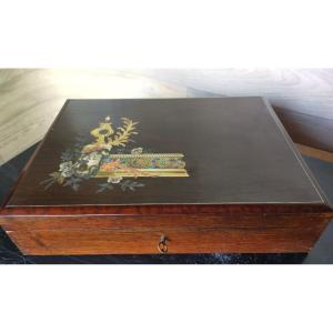 Watercolor Painter's Box, Boulle Marquetry, Berville Paris Stamp