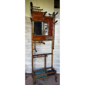 Bamboo Coat Rack And Central Mirror