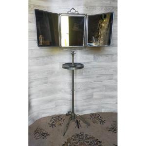 Barber's Or Hairdresser's Psyche Mirror In Art Nouveau Triptych 