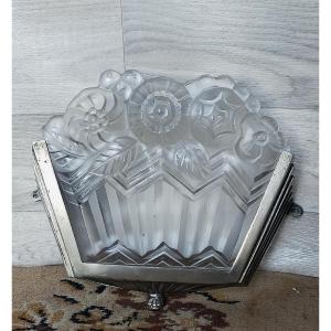 Noverdy Art Deco Silver Bronze Wall Lamp 