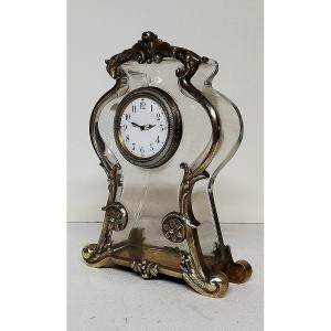 Art Nouveau Clock In Glass And Gilded Bronze