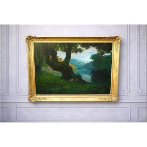 Alfred Plauzeau (1875-1918) Apollo And Daphne, Mythological Painting 