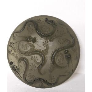 Glass Bowl With Dragons (asia, China, Verlys, Sabino...)