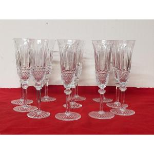 11 Saint Louis Tommy Model Crystal Champagne Flutes 