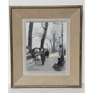 The Booksellers In Paris By Jules René Hervé