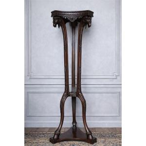 High Stand With Ram's Head Finials (console, Pedestal Table, Column...)