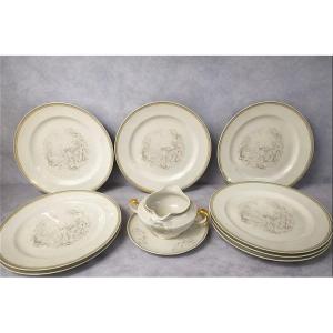 Haviland Limoges Porcelain Dinner Service With Chinese Asian Decoration