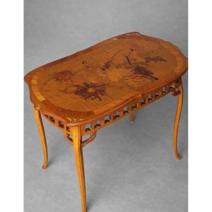 Art Nouveau Marquetry Table From The Nancy School (gallé, Majorelle, Guimard...).