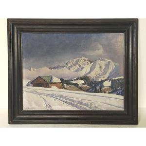 Angelo Abrate 1900/1985 Alpine Landscape,  (haute-savoie, Mont Blanc Chamonix)