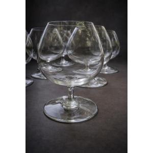 Seven Baccarat Crystal Balloon Wine Glasses 