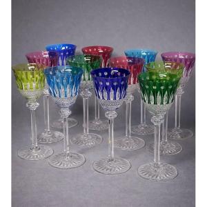 Saint Louis Tommy 12 Roemer Crystal Wine Glasses 
